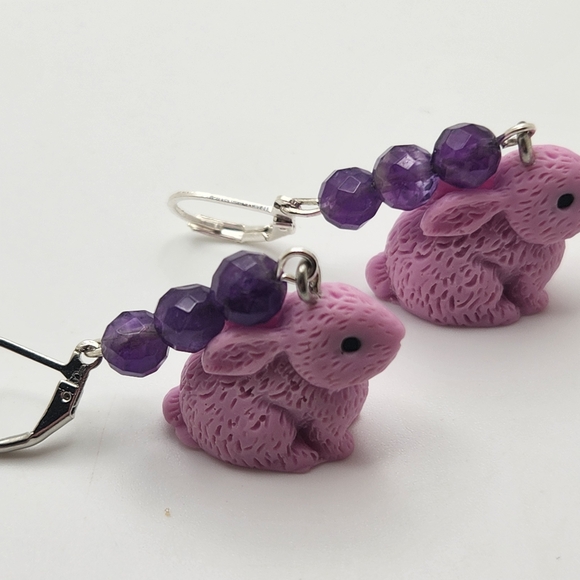 Purple Bunny Earrings - Picture 3 of 6